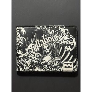Y2K Billabong Black Faux Leather Skull‎ Wallet